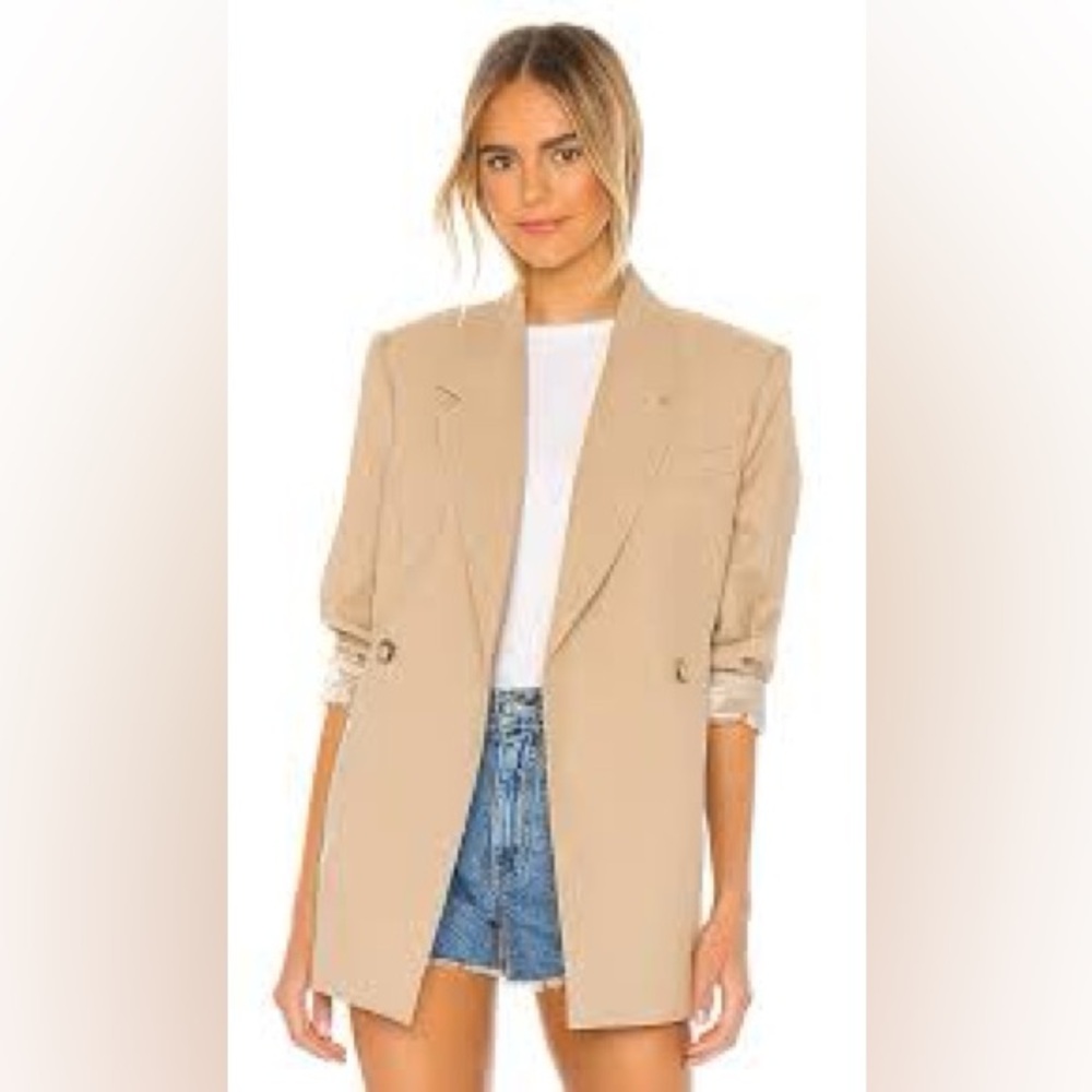Anine Bing Tan Double-Breasted Blazer